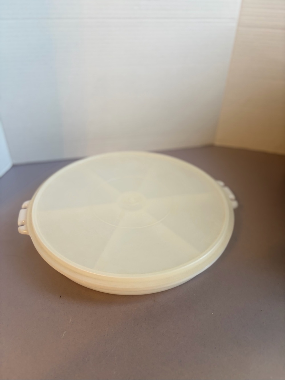 Vintage Tupperware Round Divided Serving Tray with Lid
